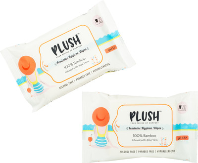 PLUSH Natural Intimate Wipes Intimate Wipes(20 Sheets, Pack of 2)