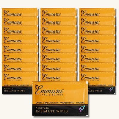 Emmara Ayurvedic Intimate Wipes 50pcs pH-Balanced Feminine Anti-Bacterial Daily Fresh Intimate Wipes(25 Sheets, Pack of 1)