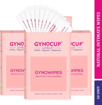 Gynocup Natural Intimate Refreshing & Clean Wipes - Set-30 Intimate Wipes(30 Sheets, Pack of 30)
