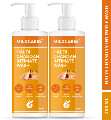 Mildcares Haldi Chandan Intimate Wash for Women Odour Control pH Balance Gentle Daily Care Intimate Wash(100 ml, Pack of 2)