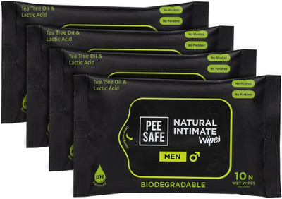 Pee Safe Intimate Wipes for Men, Biodegradable, pH Balanced - Intimate Wipes(40 Sheets, Pack of 4)
