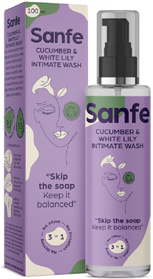Sanfe Natural Intimate Wash, 3 in 1 - No Odour, No Itching, No Irritation - Cucumber & White Lily (100 ml) Intimate Wash(100 ml)