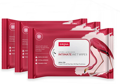 SIRONA Intimate Wet Wipes (30 Wipes - 3 Pack) Intimate Wipes(30 Sheets)