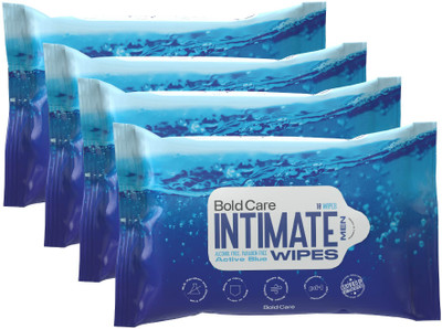 Bold Care Active Blue Intimate Wipes | pH Balanced Cleansing Wipes | Fights Bad Smell Intimate Wipes(40 Sheets)