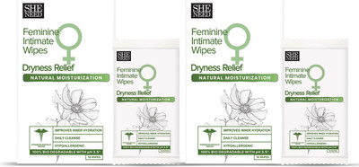 SheNeed Feminine Intimate Wipes Biodegradable Pack Of 2 Intimate Wipes(20 Sheets)