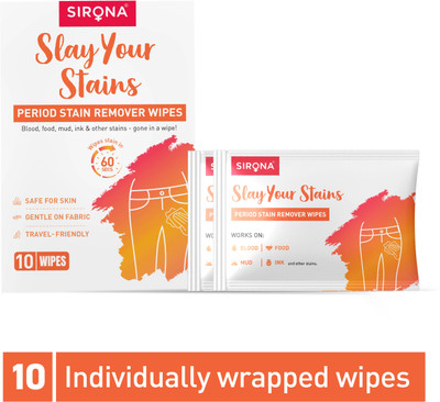 SIRONA Period Stain Remover Wipes for Instant Stain Remover for Clothes Intimate Wipes(10 Sheets)