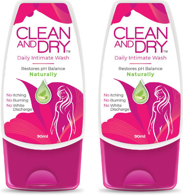 CLEAN AND DRY Prevents Itching & Burning|Restores Natural pH Balance Intimate Wash(180 ml, Pack of 2)