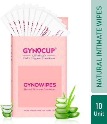 Gynocup Natural Intimate Refreshing & Clean Wipes - Set-10 Intimate Wipes(10 Sheets, Pack of 10)
