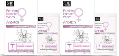 SheNeed Feminine Intimate Anti -itch wipes - 10 wipes – PACK OF - 2 Intimate Wipes(20 Sheets, Pack of 2)