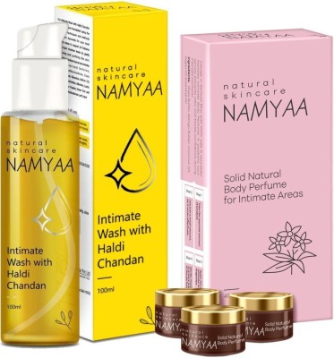 Namyaa Intimate Smell GoodKit|Haldi Chandan Wash|Solid Body Perfume BikiniArea|CombPack Intimate Wash(150 g, Pack of 2)