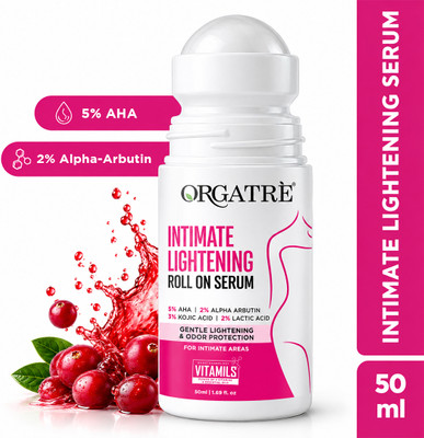 Orgatre Intimate Lightening Serum Roll On for Dark Thighs, Knees & Bikini Area Bright Intimate Gel(50 ml, Pack of 1)