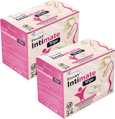 Home Aid Fresh V Intimate Wipe for Feminine Hygiene &Freshness pH Balanced 24 Wipes Set 2 Intimate Wipes(48 Sheets, Pack of 2)