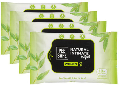 Pee Safe Natural Intimate Wipes for Women - Intimate Wipes(40 Sheets, Pack of 4)