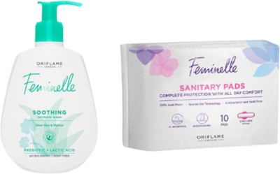 Oriflame Sweden FEMINELLE Soothing Intimate Wash Aloe Vera & Sanitary Pads Extra Large Intimate Wash(300 ml, Pack of 2)