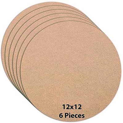 MAANSARU Unfinished MDF Wood Round Circle 2.5 mm Thick 12 inch Board for Art and Craft for Resin Art, Mandala Art, Pyrography, Painting ( Set of 6 ) Wood Veneer (30 cm x 30 cm) Pine Wood Veneer(30 cm x 30 cm)
