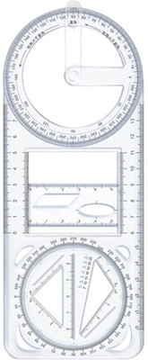 CRAZYABBS Multifunctional 360 Degree Transparent Drawing Template Measuring Math Ruler Wooden Geometric Object