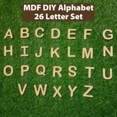 Nn Craft MDF Alphabet Set of 26 uppercase letters(3mm Thick) Wooden Geometric Object