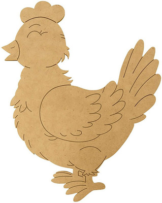 AmericanElm Pack of 2 Hen Shape MDF Cutouts Pre Marked Wooden Chicken for Farmhouse Wall Wooden Geometric Object