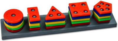 RAGESH Geometric Brick with box- 5 Angle Matching Column Blocks for Kids Wooden Geometric Object