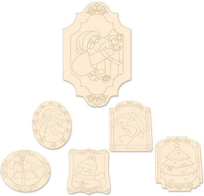 CLITHS 4pcs Wooden Christmas Ornaments DIY Xmas Tree Decorations for Kids Hand-Paint Wooden Geometric Object
