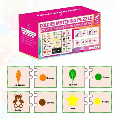 WISSEN Wooden Self Correcting Color puzzle for kids -Basic Level(24 Pieces)