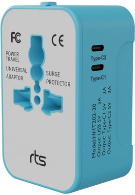 Jihaan Dual Type CInternational All in One Worldwide Travel Power Plug Adapter Worldwide Adaptor(Blue, White)