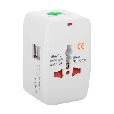 spincart Universal Adapter Worldwide Travel Adapter with Built in Dual USB Charger Ports Worldwide Adaptor(White)