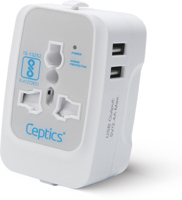 Ceptics 15W Universal Adapter for world travel, Dual USB-A (2.4A), CE & RoHS Certified Worldwide Adaptor(White)