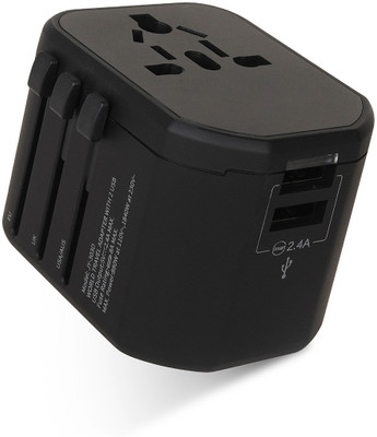 Gotrippin Universal Travel Adapter With Dual USB Charger Ports (Black), International Worldwide Charger Plug For Rs. 583 @ 61 %