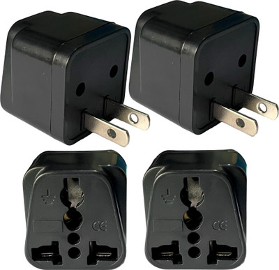 WOWSOME Universal Plug Converter for Travel India to USA, Japan, Canada Pack of 4 Worldwide Adaptor(Black)