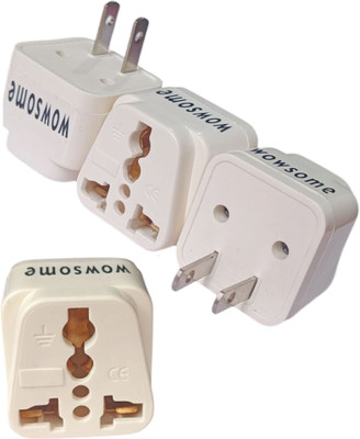 WOWSOME 4 Pcs 10A 2 Pin Conversion Plug for India to USA, Japan, Canada, Philippines Worldwide Adaptor(Grey)