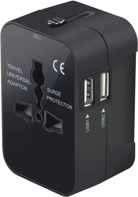 Jihaan Primium International All in One Worldwide Travel Adapter Outlet USB 2.1A100-250 Worldwide Adaptor(Black)