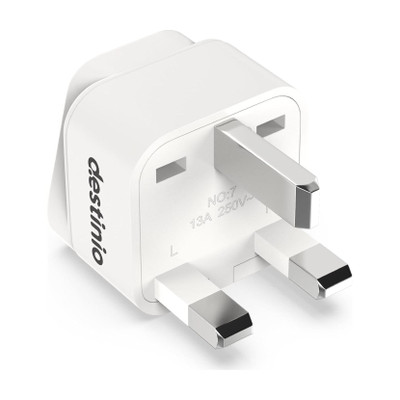 Destinio India to UK Type G Multi Plug 1-Socket Universal Travel Adapter Worldwide Adaptor(White)