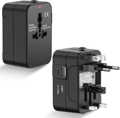 Jihaan Universal Travel Adapter All-in-one Worldwide Plug Adapter & for Worldwide Adaptor(Black)
