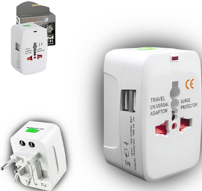 Vibrona Smart Universal Adaptor with Multi-Voltage Support Worldwide Adaptor(White)