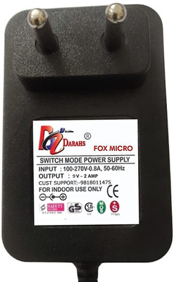 FOX MICRO 9V 2A DC Adapter Power Supply Plug 5.5 x 2.5mm -LED Strip Light, Wireless Router Worldwide Adaptor(Black)
