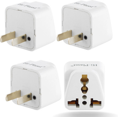 HI-PLASST (3pcs) Type-A India to USA Converter Plug Canada Power Universal Worldwide Adaptor(White)
