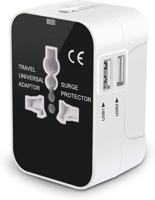 Pruthvik 2 USB Ports Universal Travel Adapter Worldwide Adaptor(White)