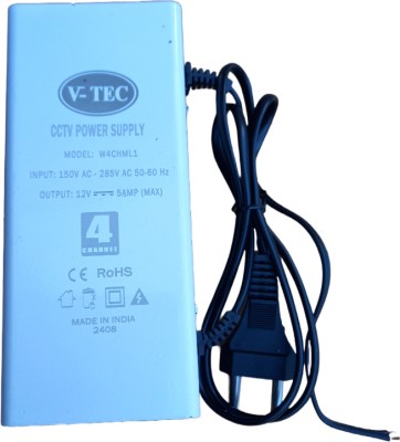 V-TEC PCH-04M cctv smps power supply Adapter metal Powder coated Body 12volt 5amp Worldwide Adaptor(Black)