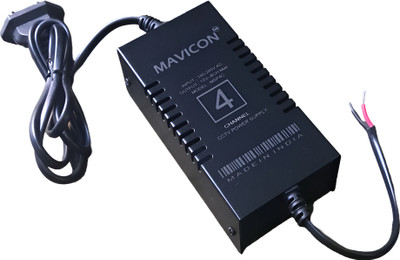 MAVICON 4 channel cctv smps power supply 12v 5a 60w smps for 4 camera cctv adapter Worldwide Adaptor(Black)
