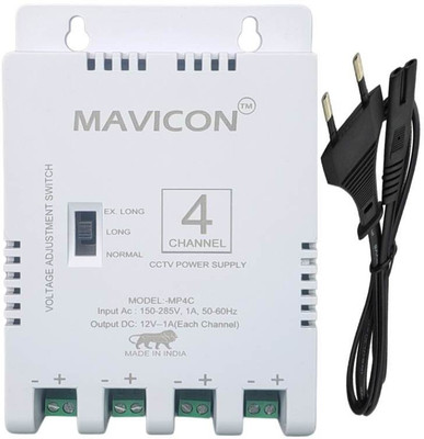 MAVICON 4 channel smps for cctv camera power supply multiport 12V 5a 4 camera universal Worldwide Adaptor(White)