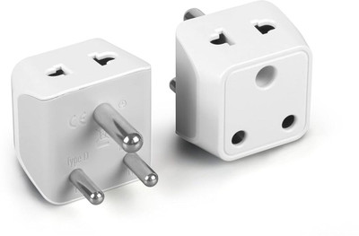 Ceptics Type D Multiple Plug Socket, 2 in 1 Plug Extension Socket for phones & laptops Worldwide Adaptor(White)