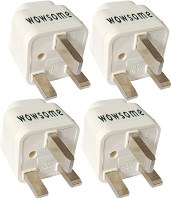 WOWSOME UK Plug Converter Adapter for India to UK, UAE, Malaysia, Singapore Pack 4 Worldwide Adaptor(White)