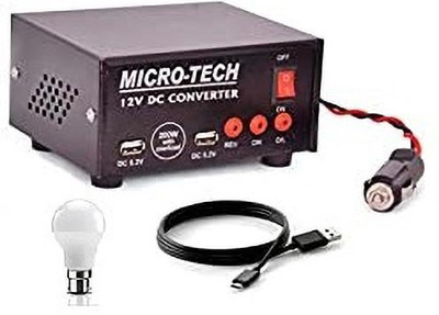 ERHIndia 200 Watt Mini Car Inverter with Two AC Outputs Worldwide Adaptor(Black)