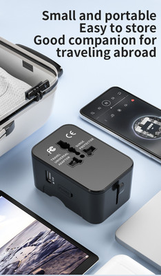 Jihaan Worldwide Universal Travel Adapter Type C USB C to USB & International adapter Worldwide Adaptor(Black)