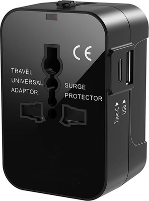 Jihaan World wide Universal Travel Adapter Type C USB C to USB / International adapter Worldwide Adaptor(Black)