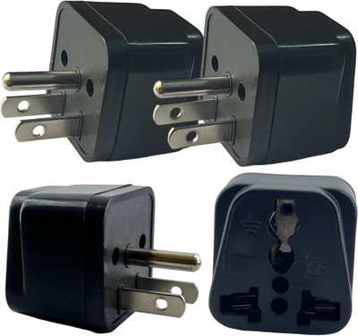 Adaptro 4 Pcs. Plug Converter Adapter for India to USA, Japan, Canada Worldwide Adaptor(Black)
