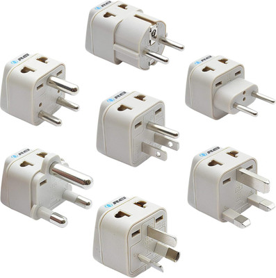 OREI 7 World Travel Adapter Plug Set for Europe Germany Italy S. Africa Worldwide Adaptor(White)