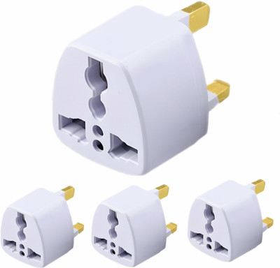 KAVANA India to UK, UAE, Hong Kong (Type G) Travel Adapter Plug - 2 in 1 - 4 Pack Worldwide Adaptor(White)