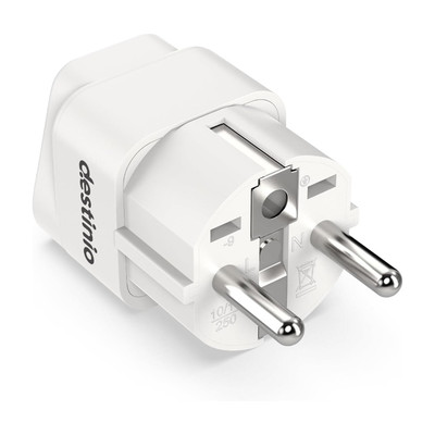 Destinio India to Europe Type E/F Plug 1-Socket Universal Travel Adapter Worldwide Adaptor(White)